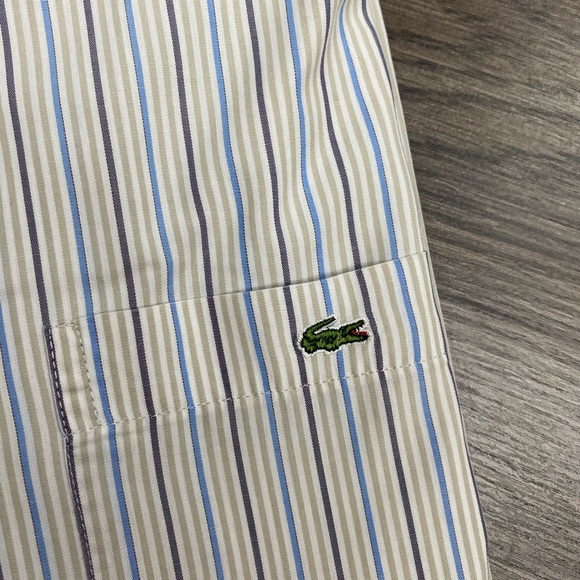 Lacoste White, Tan & Blue Stripe Shirt 40 or M - Picture 4 of 4